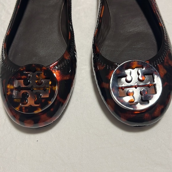 Tory Burch Minnie Travel Tortoiseshell Patent Leather Ballet Flats Size 6.5 - Picture 3 of 4